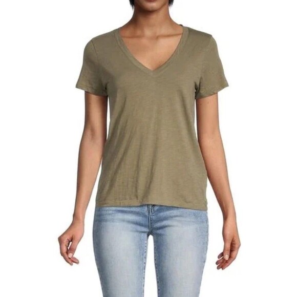 Madewell Olive Green V-Neck Tee Size M EUC!!! - Picture 1 of 5